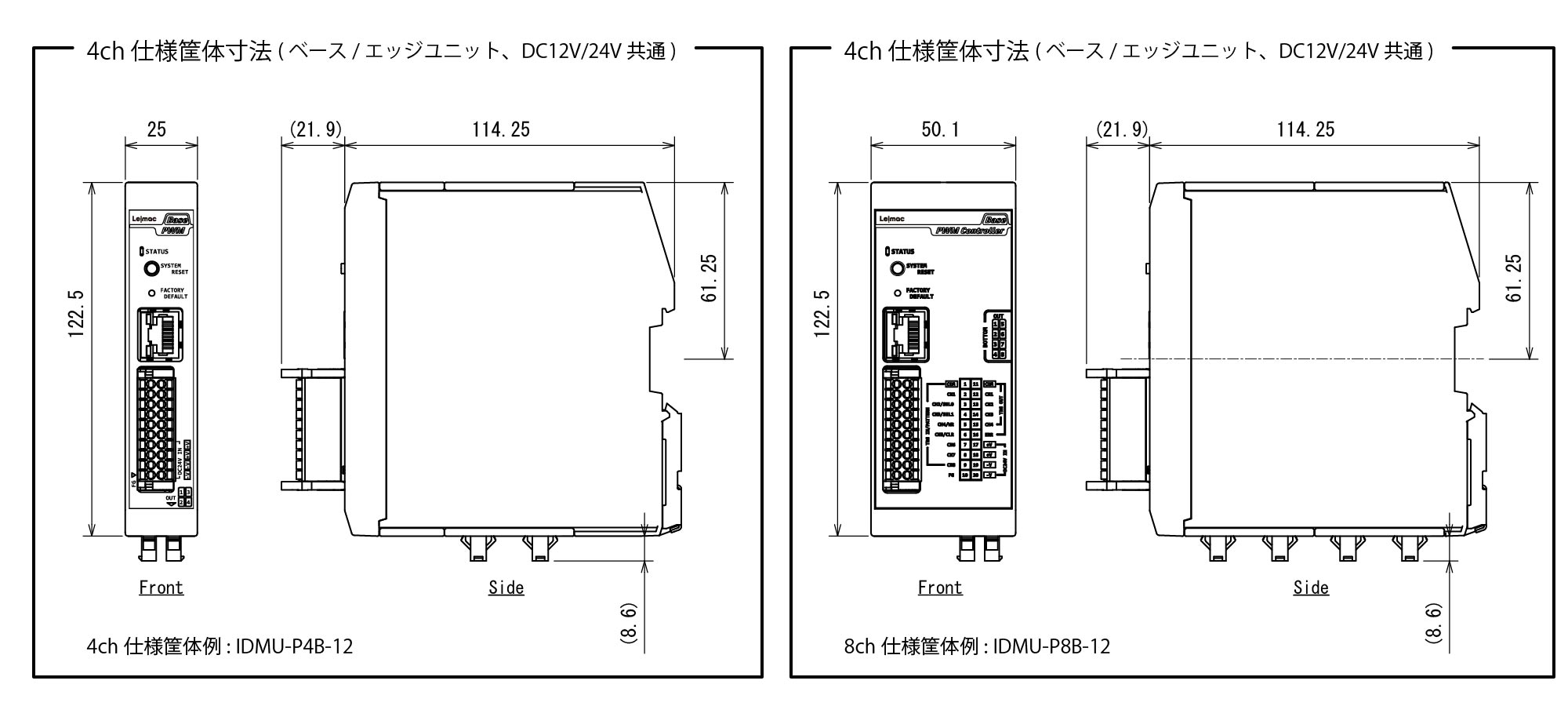 4chと8chのサイズ比較